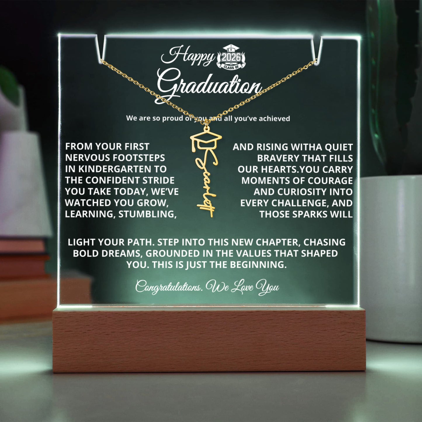 Happy Graduation For Her | Graduation Cap Name Necklace