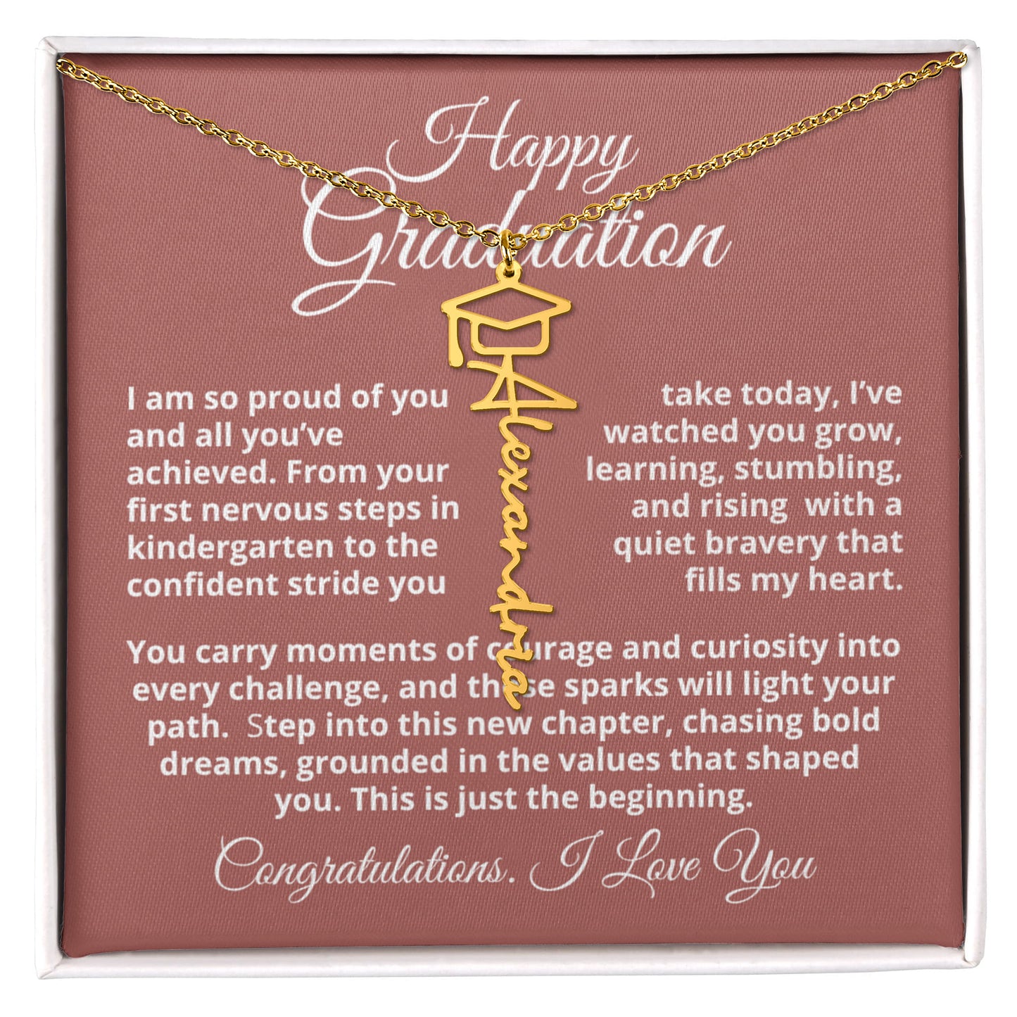 message card necklace for daughter graduation