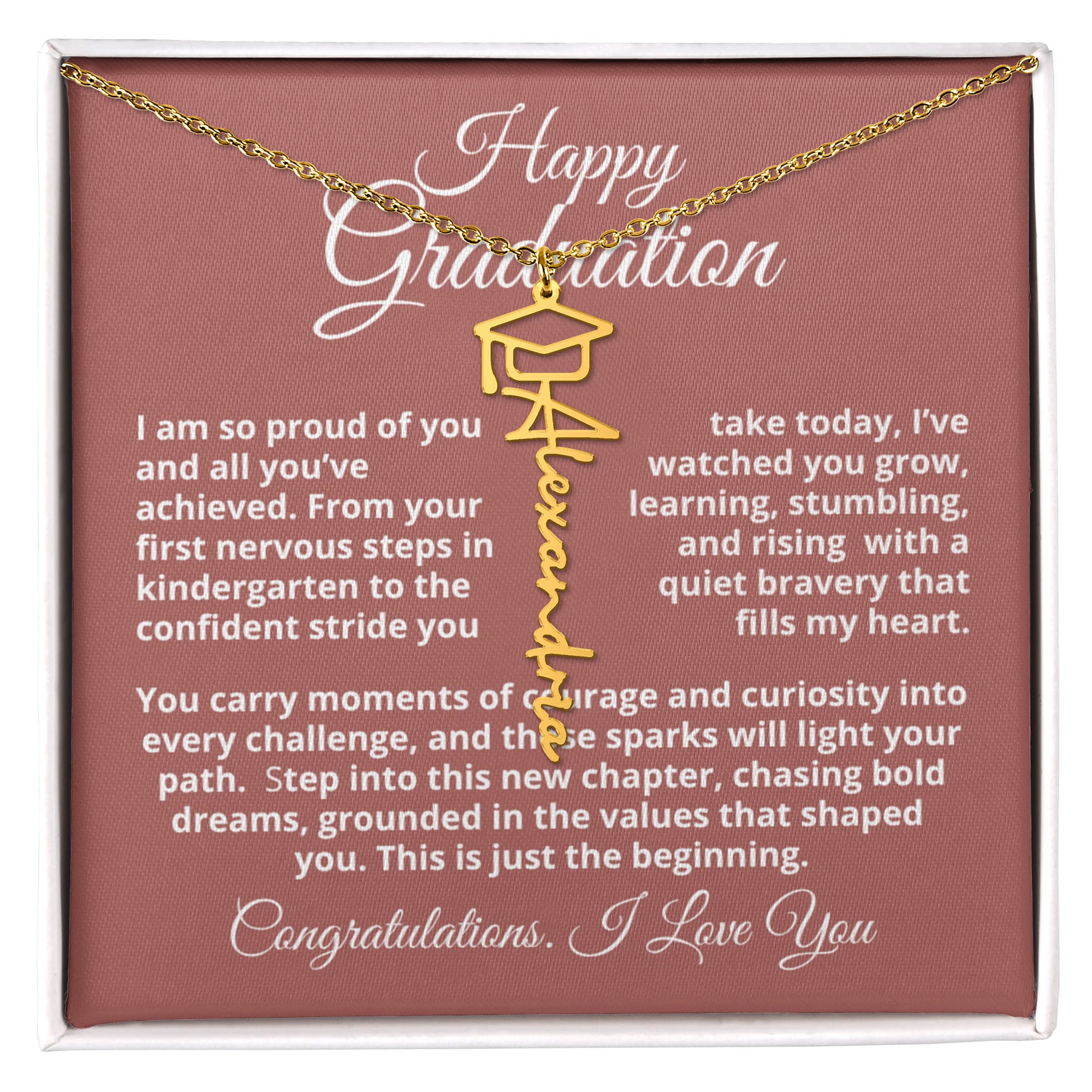 message card necklace for daughter graduation