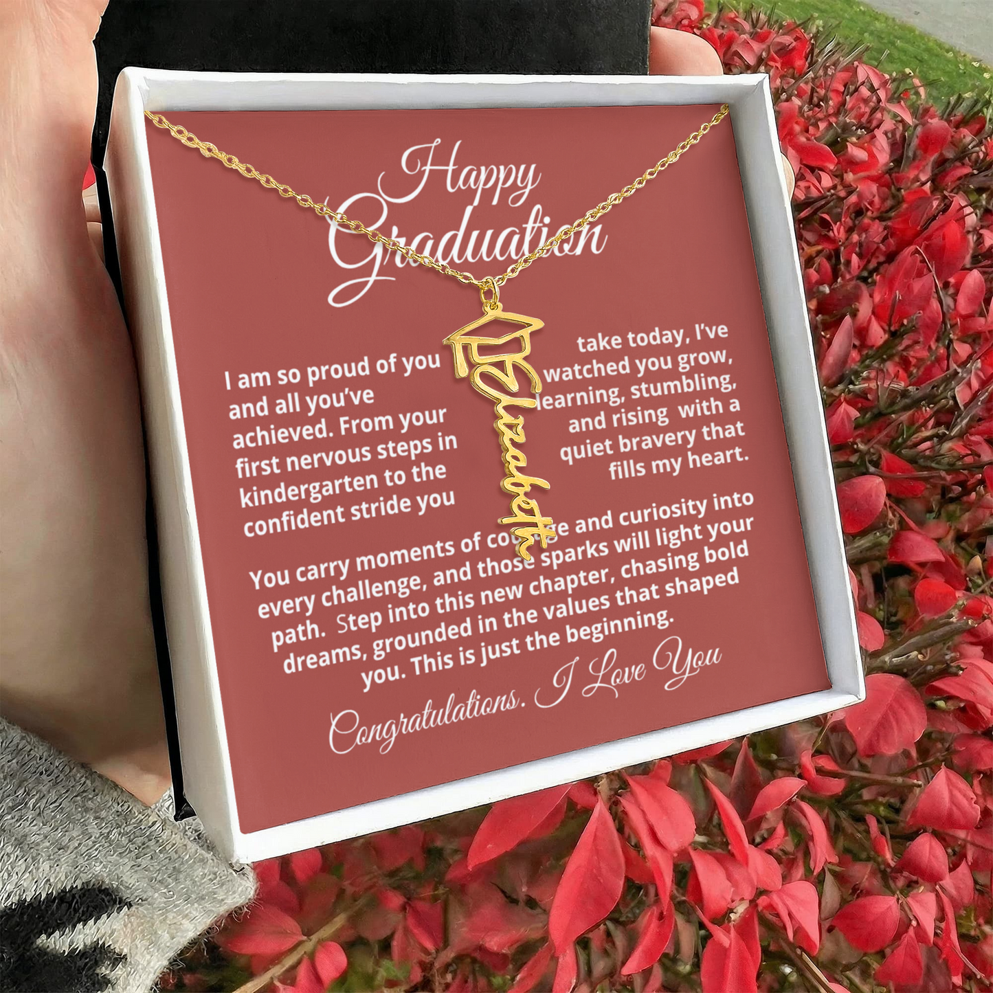 message card necklace for daughter graduation