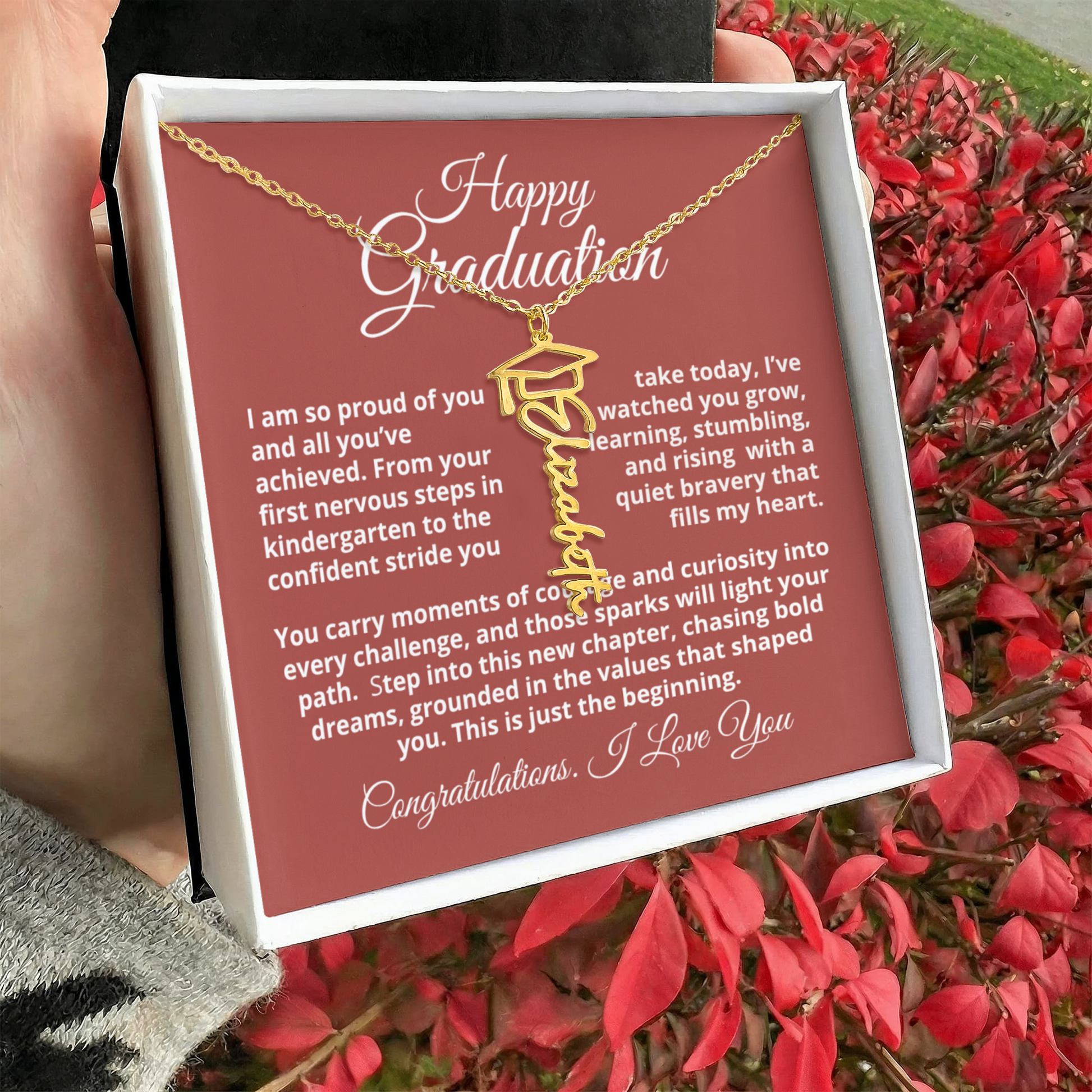 message card necklace for daughter graduation