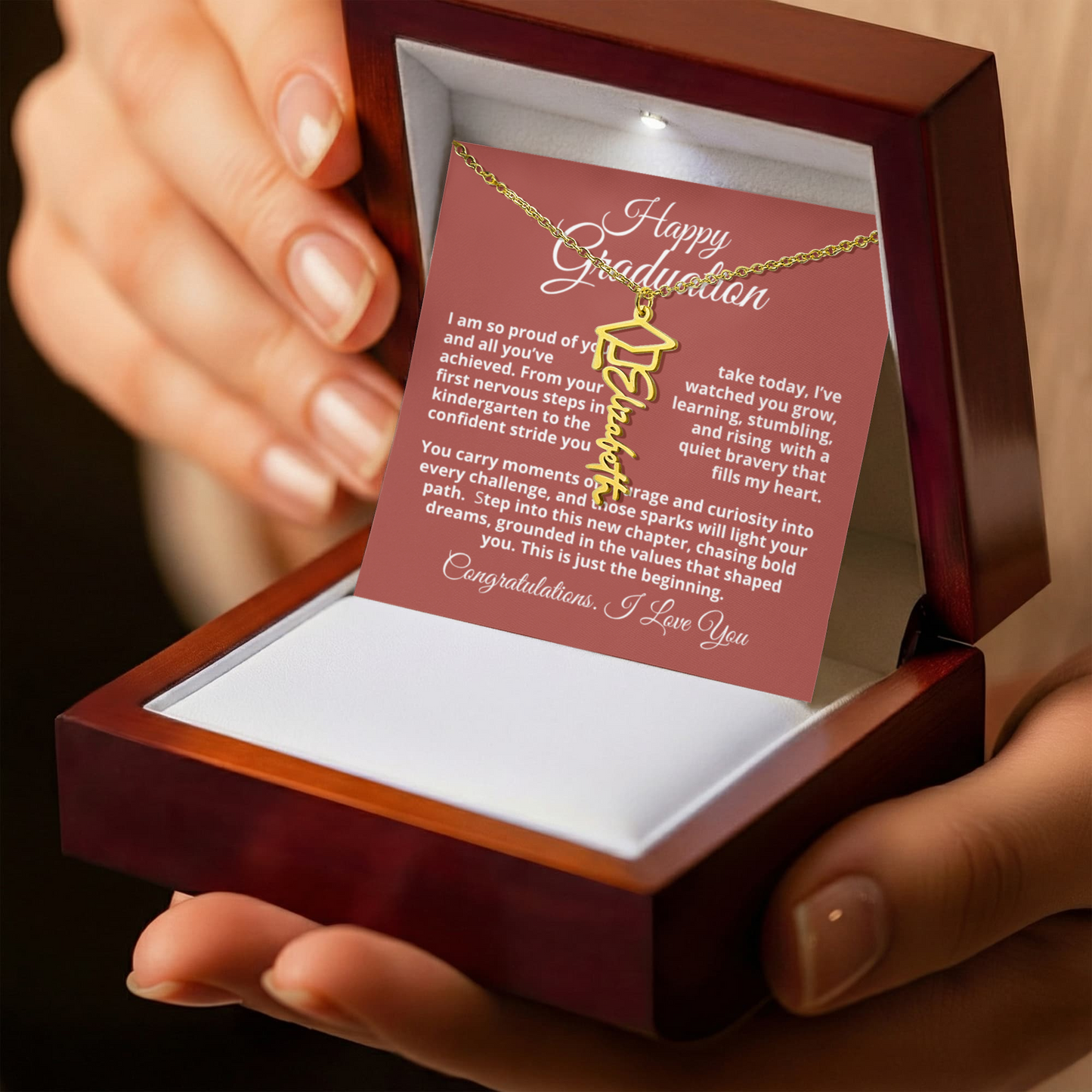 emotional message card necklace for daughter gift