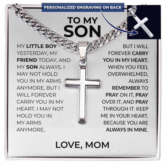 personalized cross necklace for son from mom