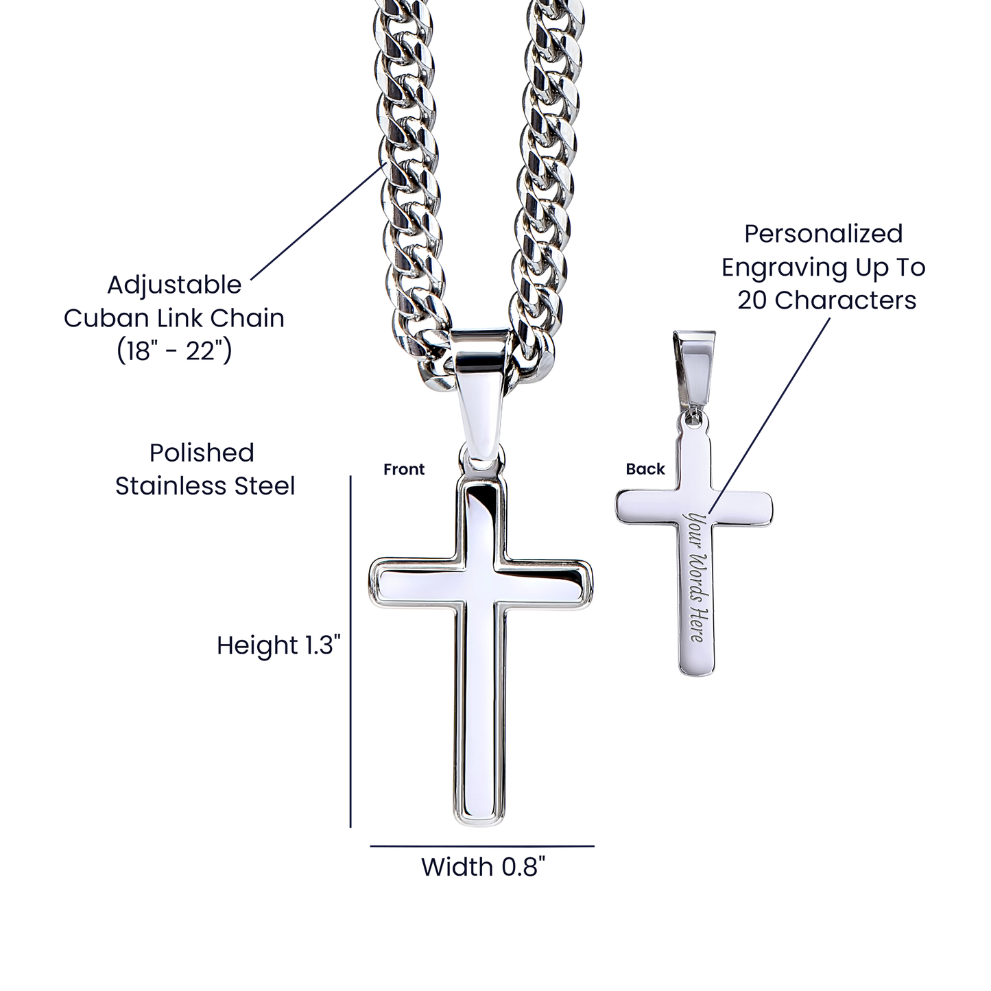 custom engraved cross necklace gift for son or grandson