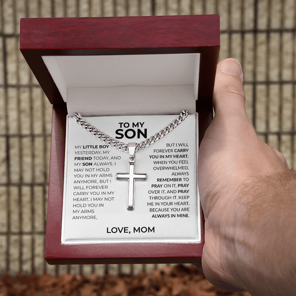 son gift from mom cross necklace keepsake