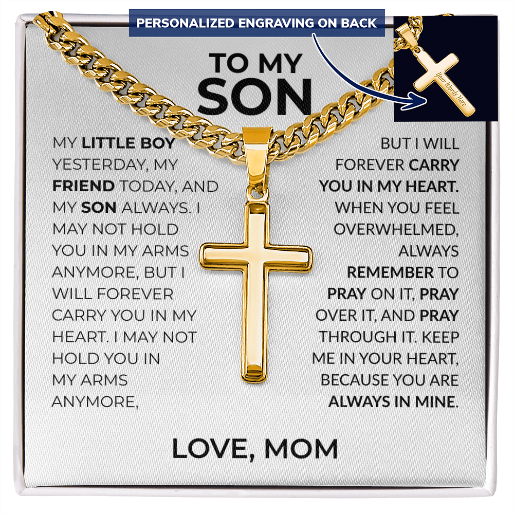 Personalized Cross Necklace for Son | Faith Gift from Mom