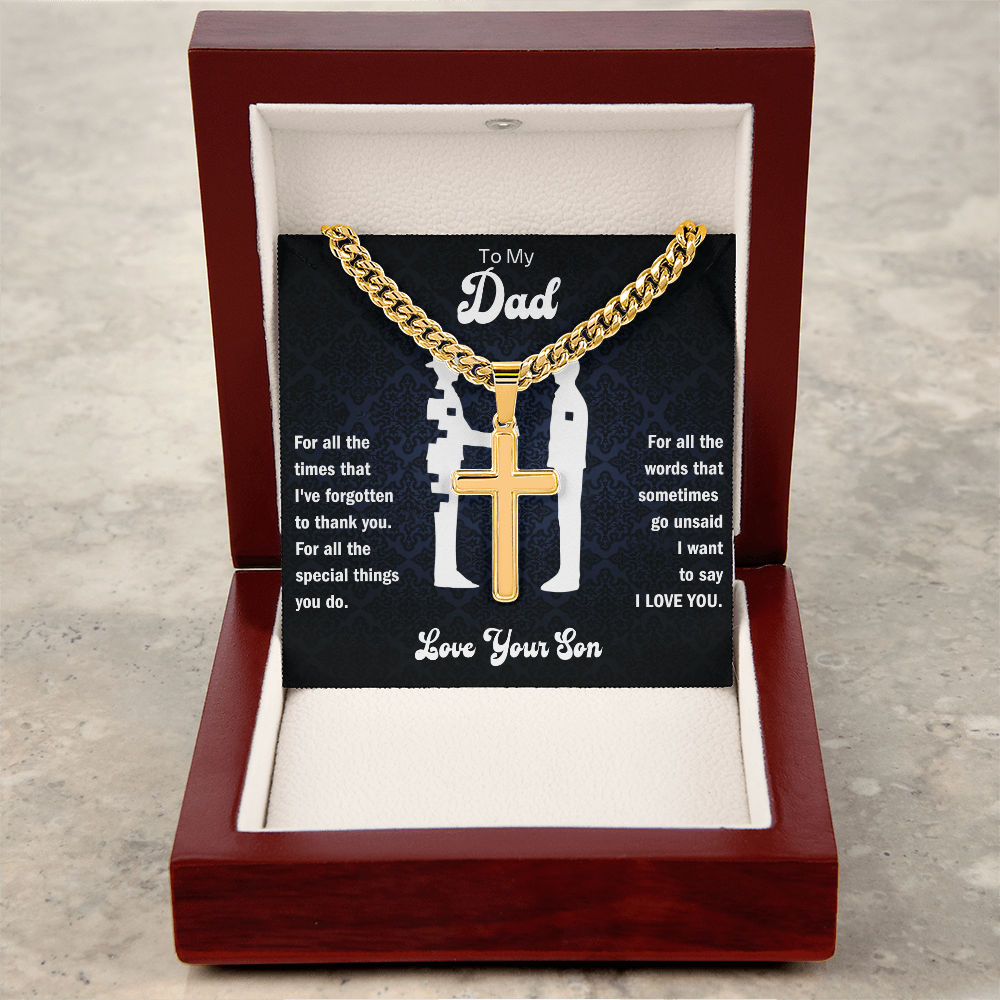 Cuban link chain cross necklace strong faith symbol jewelry