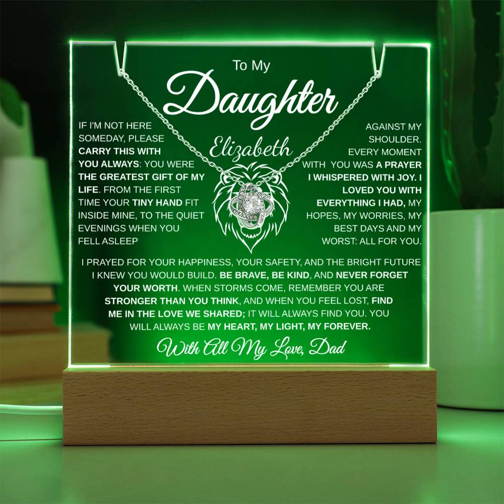 Personalized daughter gift set acrylic plaque necklace from dad emotional keepsake