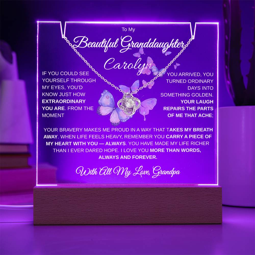 To My Beautiful Granddaughter | Personalized Keepsake Acrylic Bundle (Love Knot)