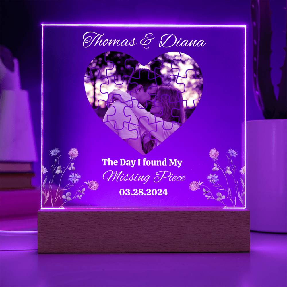 Found My Missing Piece | Personalized Acrylic Square Plaque (Wht)