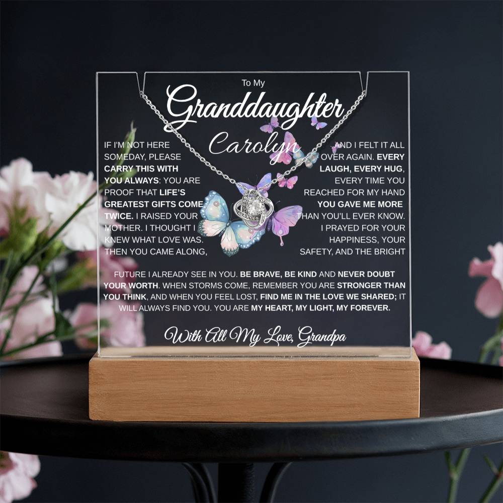 To My Granddaughter | My Heart | Personalized Keepsake Acrylic Bundle (Love Knot)