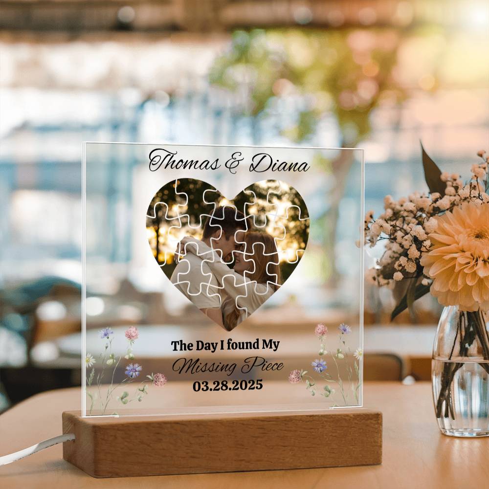 Found My Missing Piece | Personalized Acrylic Square Plaque (Blk)