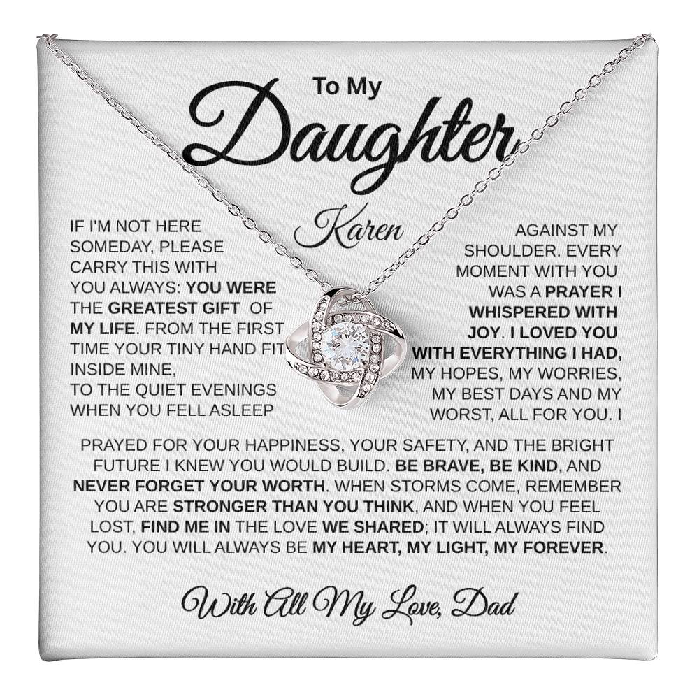 To My Daughter | My Greatest Gift  | Love Knot Necklace (WHT)