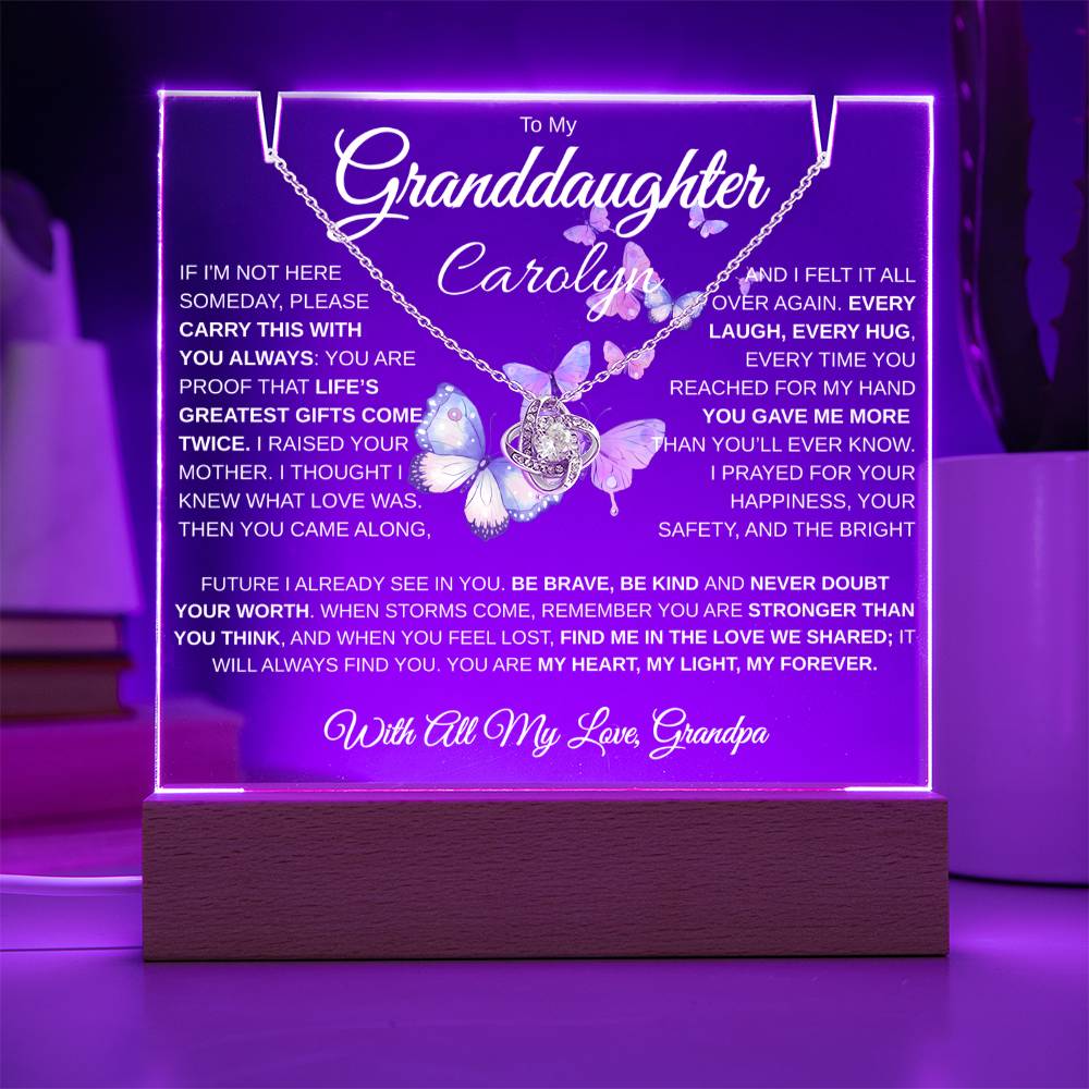 To My Granddaughter | My Heart | Personalized Keepsake Acrylic Bundle (Love Knot)
