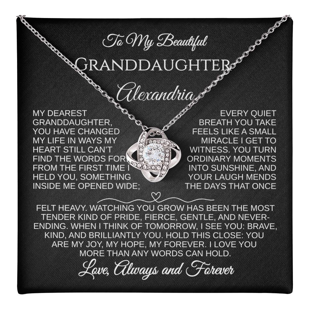 To My Beautiful Granddaughter | You Are My Joy | Personalized Love Knot Necklace