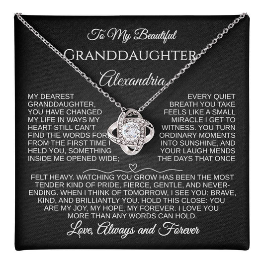 To My Beautiful Granddaughter | You Are My Joy | Personalized Love Knot Necklace