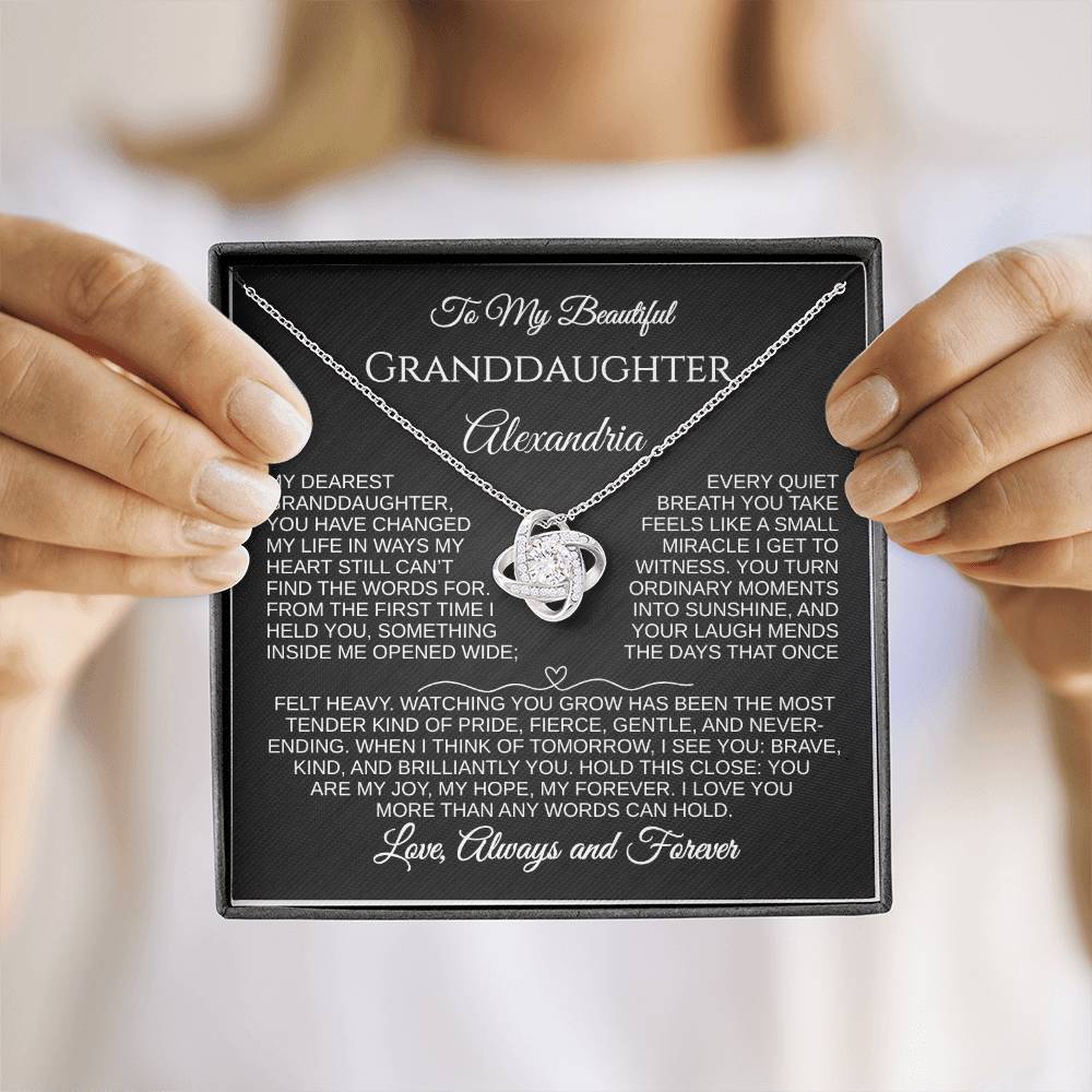 To My Beautiful Granddaughter | You Are My Joy | Personalized Love Knot Necklace