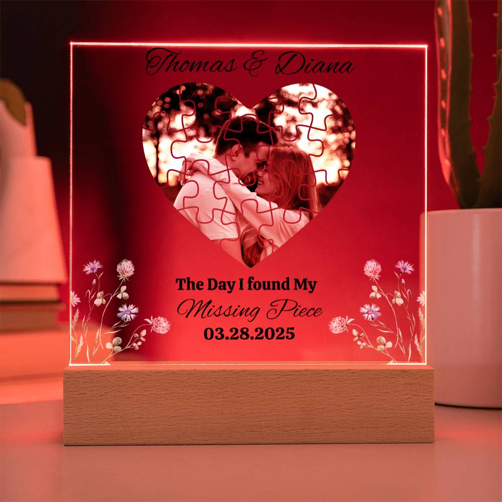 Found My Missing Piece | Personalized Acrylic Square Plaque (Blk)