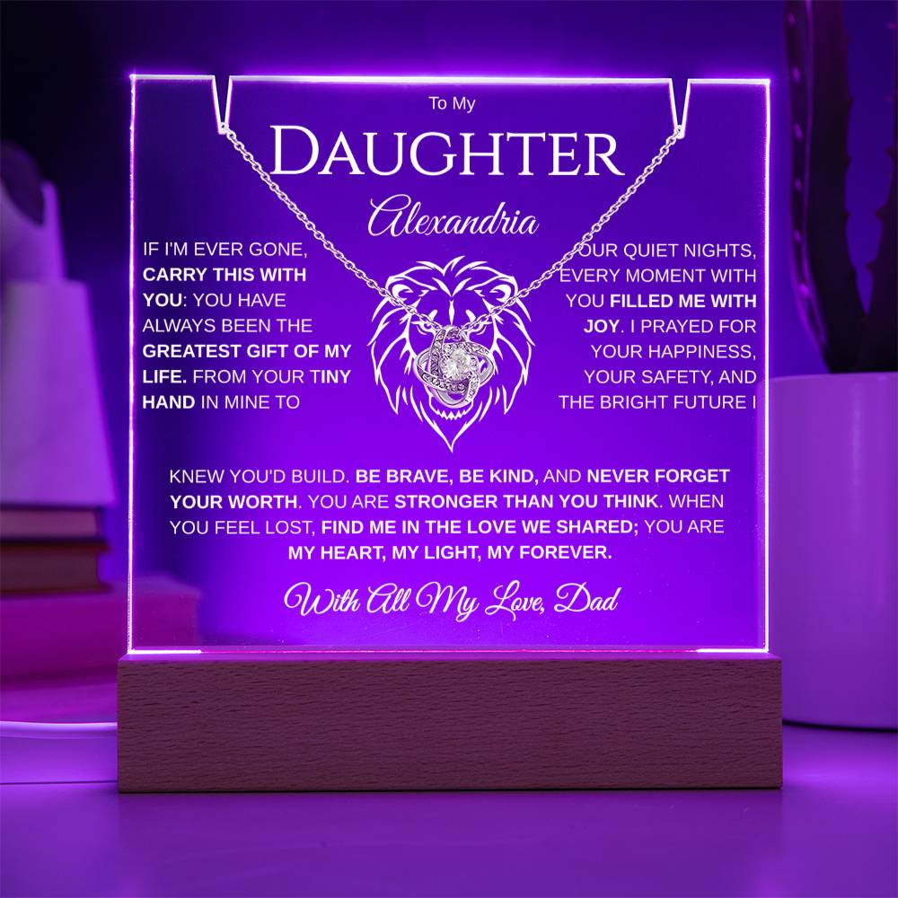 To My Daughter | Filled Me With Joy | Personalized Keepsake Acrylic Bundle Love Knot Necklace