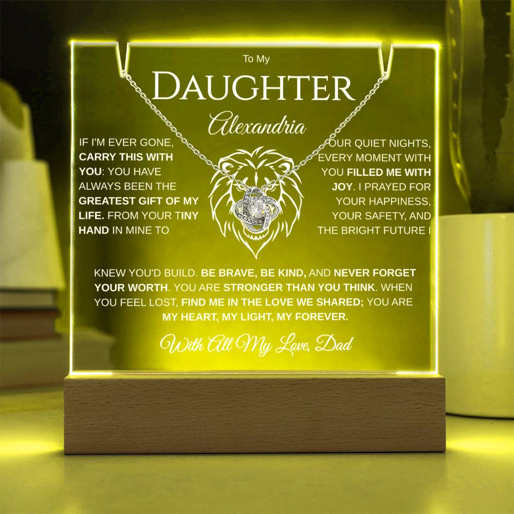 To My Daughter | Filled Me With Joy | Personalized Keepsake Acrylic Bundle Love Knot Necklace