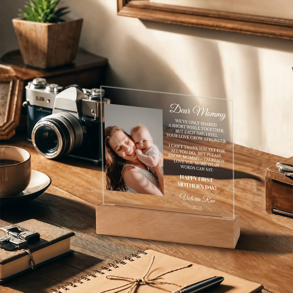 First Mother’s Day Keepsake – Personalized Baby to Mom Acrylic Square Plaque