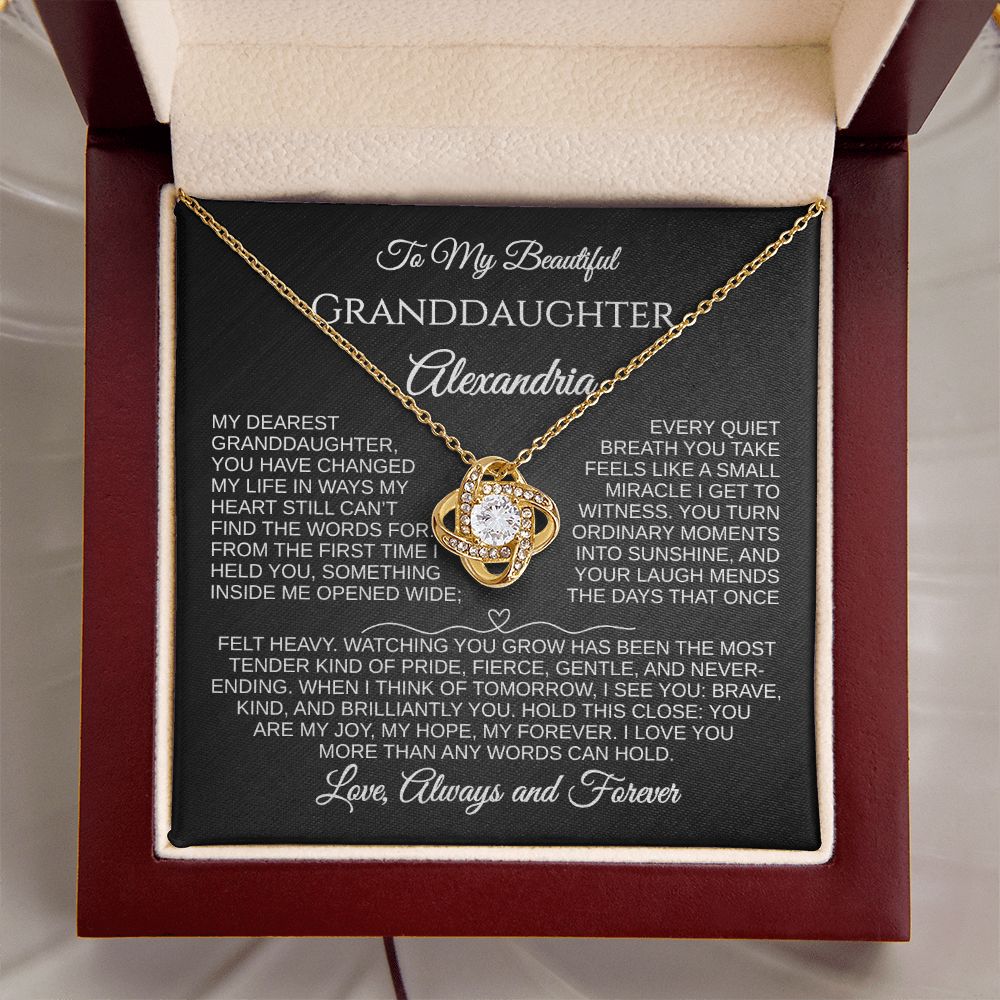 To My Beautiful Granddaughter | You Are My Joy | Personalized Love Knot Necklace